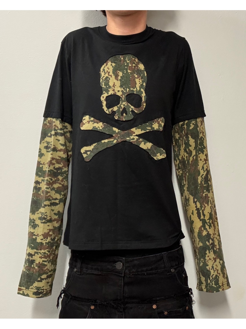 Mens Fashion Top - 2026 new American retro camouflage skeleton