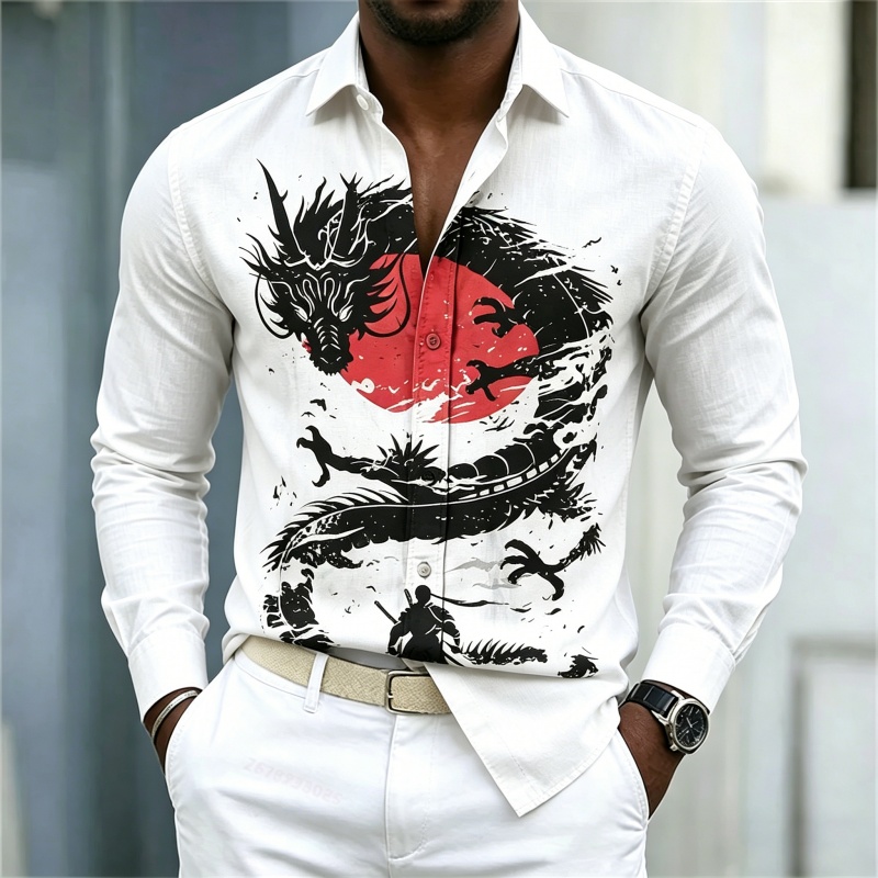 Mens Fashion Top - 2026 New Men's Shirt White Black