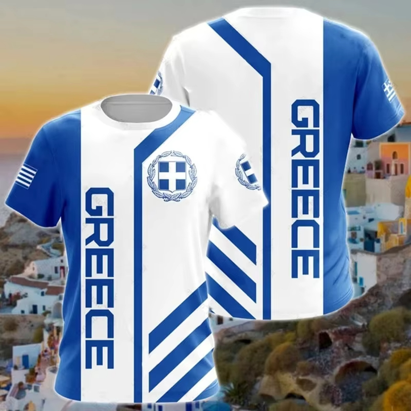 Greece Flag Map 3d Printed T S - Men'S Fashion Greece ulasan dan harga