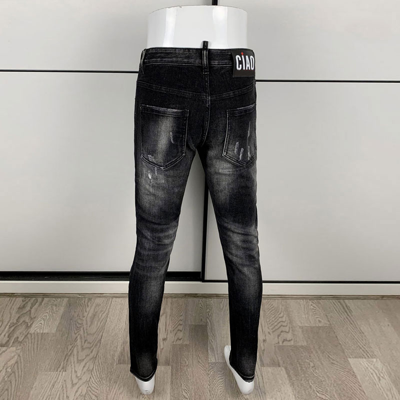 Street Fashion Men's Tight Bla - Men'S Fashion Grey Jeans ulasan dan harga