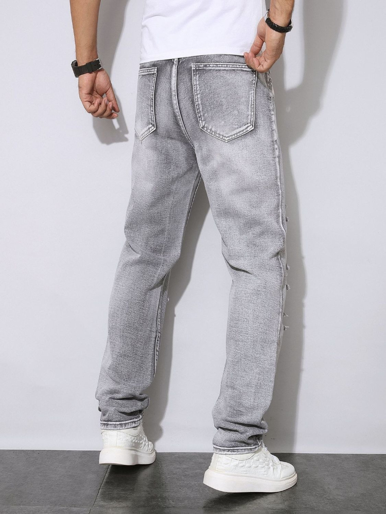 Mens Autumn Winter Distressed  - Men'S Fashion Grey Jeans ulasan dan harga