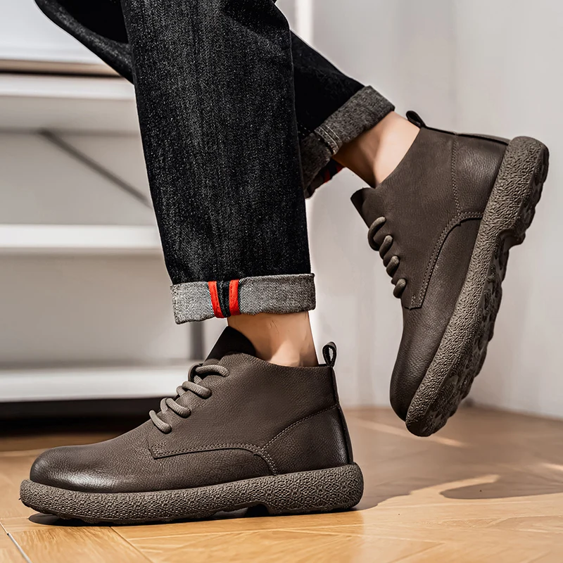 Men Ankle Boots Brown Short Bo - Men'S Fashion For 45 Years Old ulasan dan harga