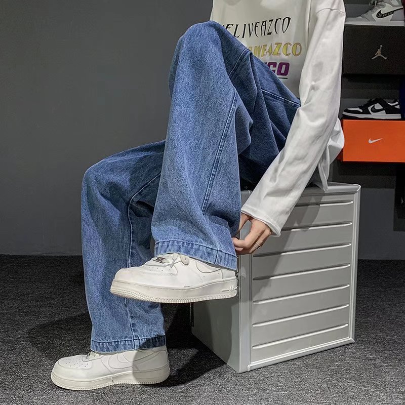New Korean Fashion Men's Baggy - Men'S Fashion Grey Jeans ulasan dan harga