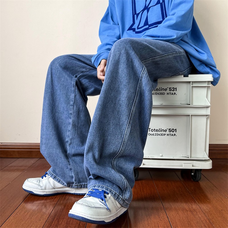 New Korean Fashion Men's Baggy - Men'S Fashion Grey Jeans ulasan dan harga