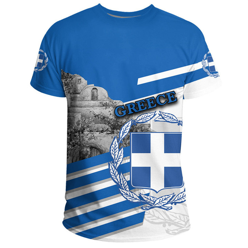 Greece Flag Map 3d Printed T S - Men'S Fashion Greece ulasan dan harga