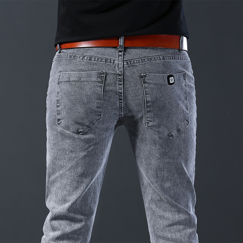 Men's Slim Elastic Grey Jeans  - Men'S Fashion Grey Jeans ulasan dan harga