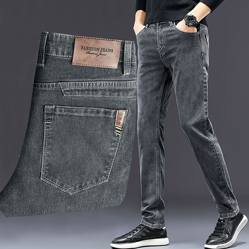 men's slim jeans 2024 autumn n - Men'S Fashion Grey Jeans ulasan dan harga