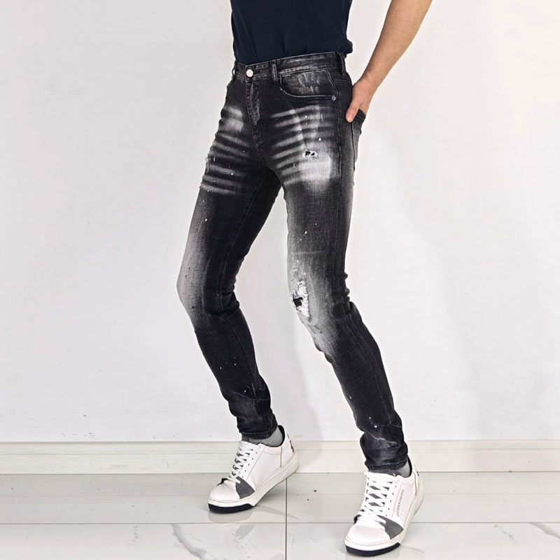 Men's High Street Hip Hop Graf - Men'S Fashion Grey Jeans ulasan dan harga