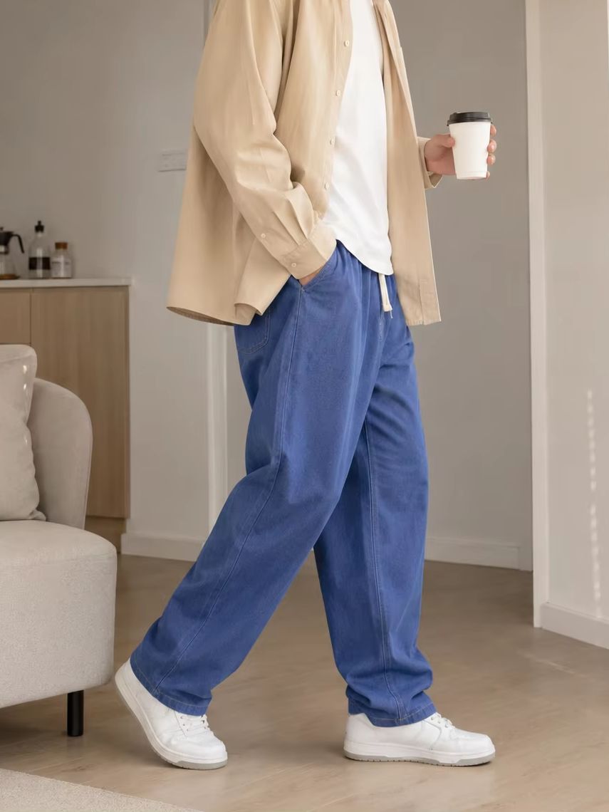 Men's Casual Baggy Jeans Loose - Men'S Fashion Grey Jeans ulasan dan harga