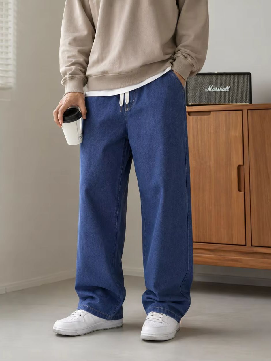 Men's Casual Baggy Jeans Loose - Men'S Fashion Grey Jeans ulasan dan harga