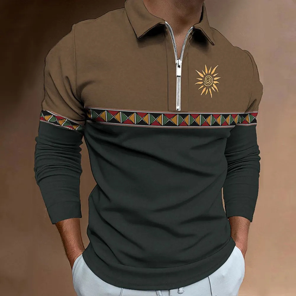 Mens Polo Shirts Retro Color B - Men'S Fashion Golf Clothing ulasan dan harga