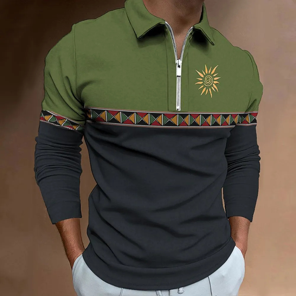Mens Polo Shirts Retro Color B - Men'S Fashion Golf Clothing ulasan dan harga