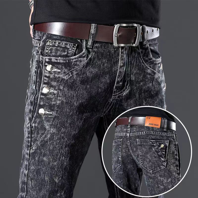Classic Slim Vintage Fashion M - Men'S Fashion Grey Jeans ulasan dan harga