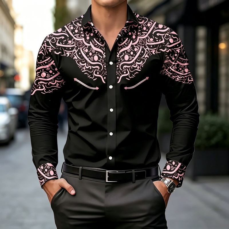 Black and White Contrast Print - Mens Fashion Casual ulasan dan harga