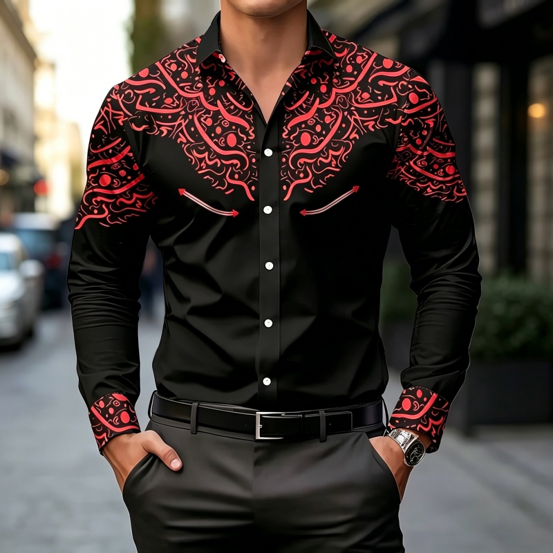 Black and White Contrast Print - Mens Fashion Casual ulasan dan harga