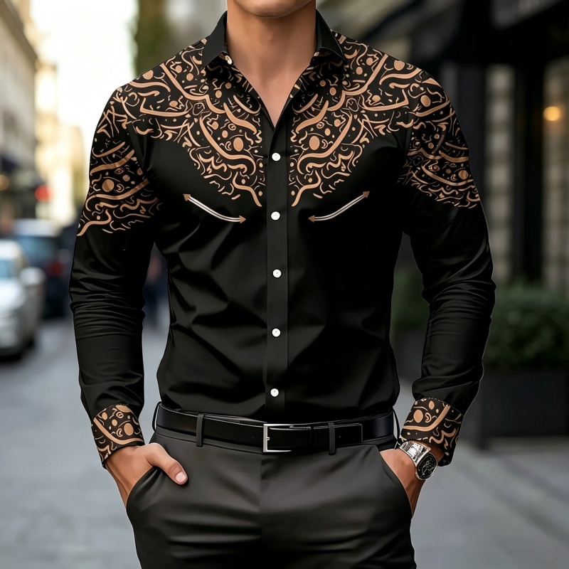 Black and White Contrast Print - Mens Fashion Casual ulasan dan harga