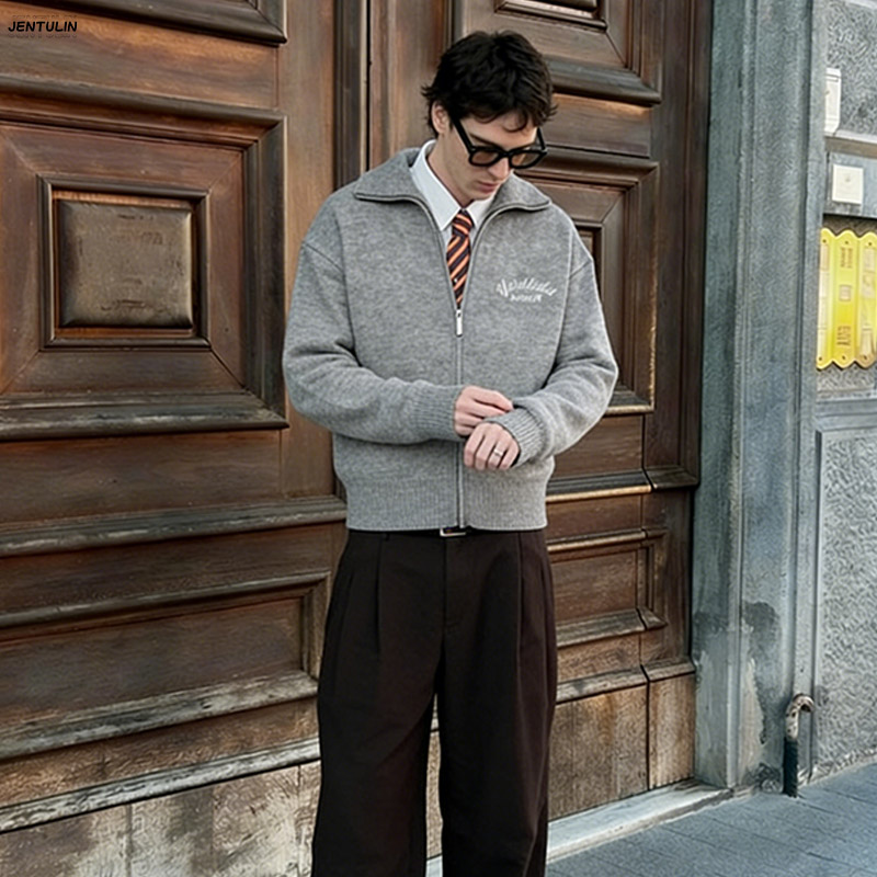 Retro Spliced ​​Zipper Knitted - Mens Fashion Mullet ulasan dan harga