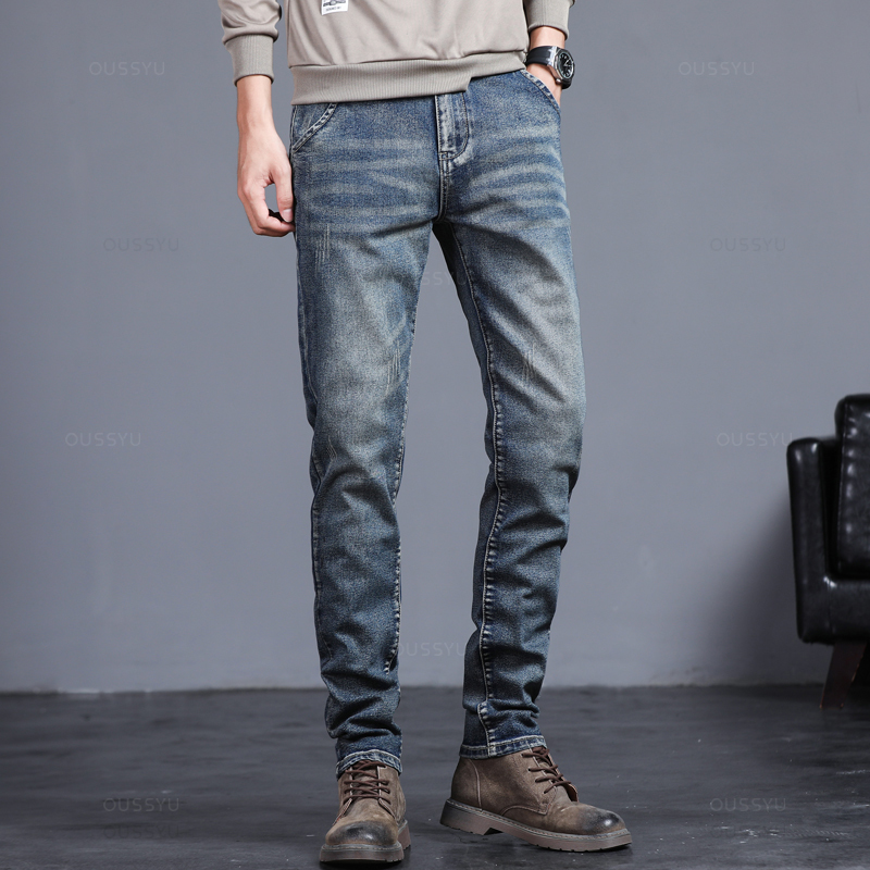 Autumn Winter Cotton Men's Cla - Men'S Fashion Grey Jeans ulasan dan harga