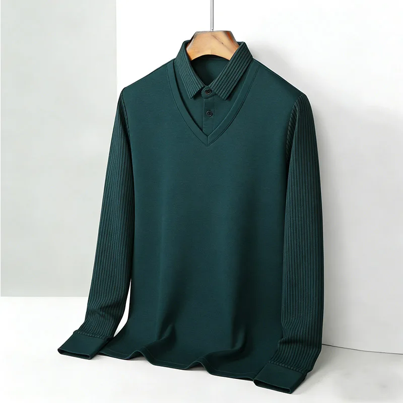 Men's Fake Two Piece Shirt Col - Mens Fashion Top ulasan dan harga