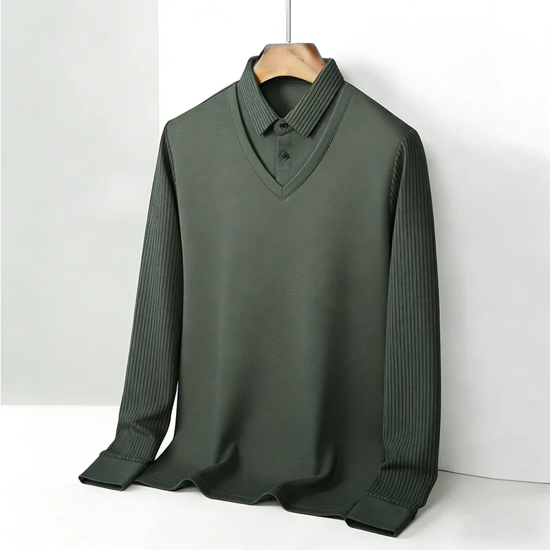 Men's Fake Two Piece Shirt Col - Mens Fashion Top ulasan dan harga