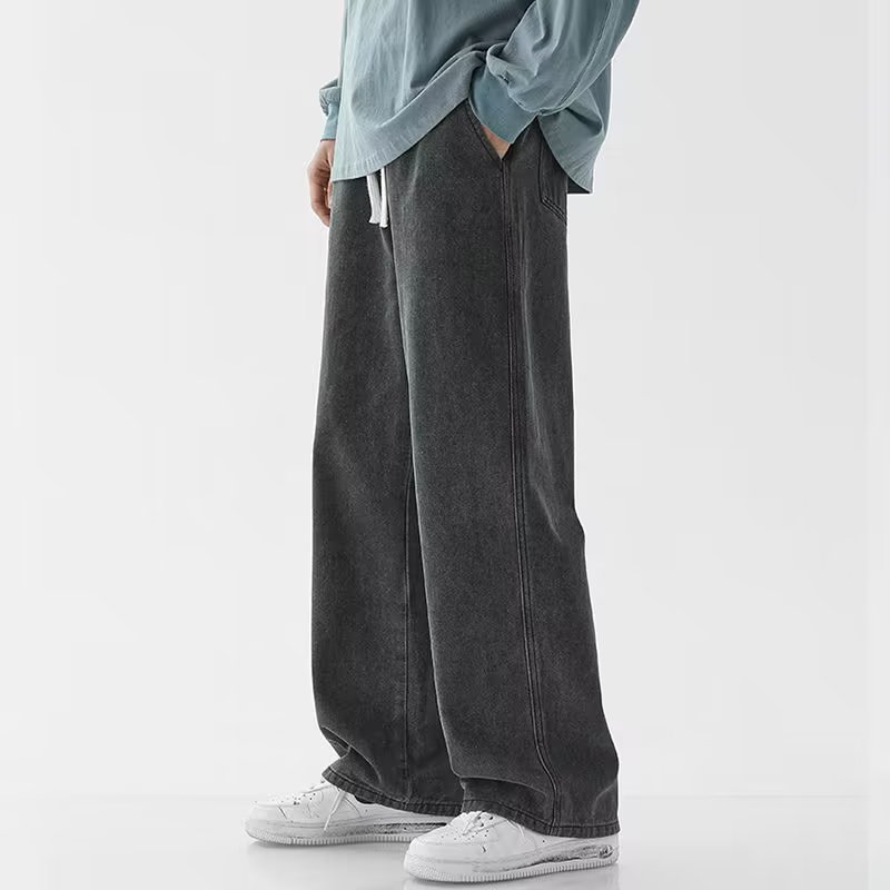 Korean Fashion Men's Baggy Jea - Men'S Fashion Grey Jeans ulasan dan harga