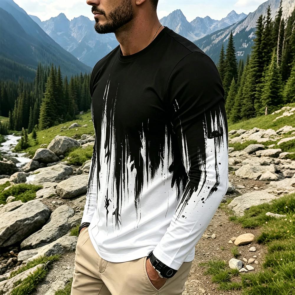 Men's Gradient Ink Splash Long - Mens Fashion Top ulasan dan harga