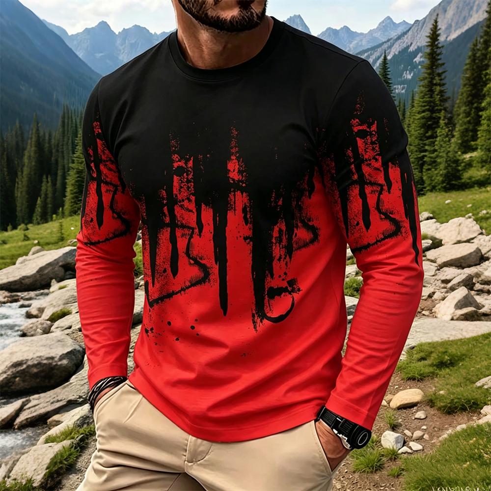 Men's Gradient Ink Splash Long - Mens Fashion Top ulasan dan harga